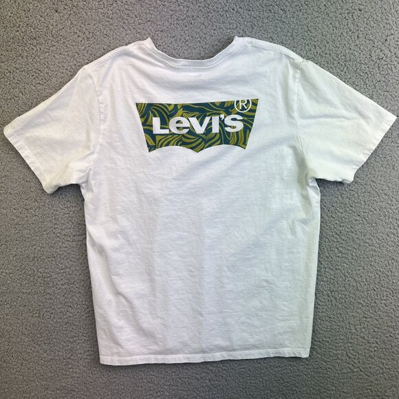 Levis Short Sleeve Pull Over T Shirt Mens White Green Logo‎ Size Large - Picture 9 of 11